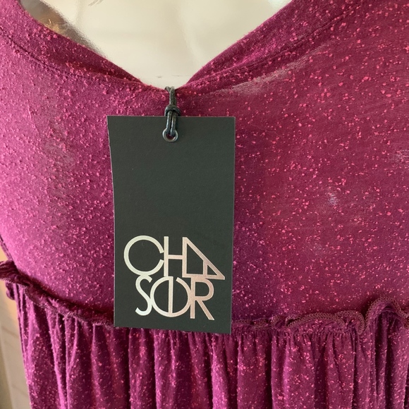 CHASER Cold Shoulder Bell Sleeve Sangria Top L - Picture 6 of 7